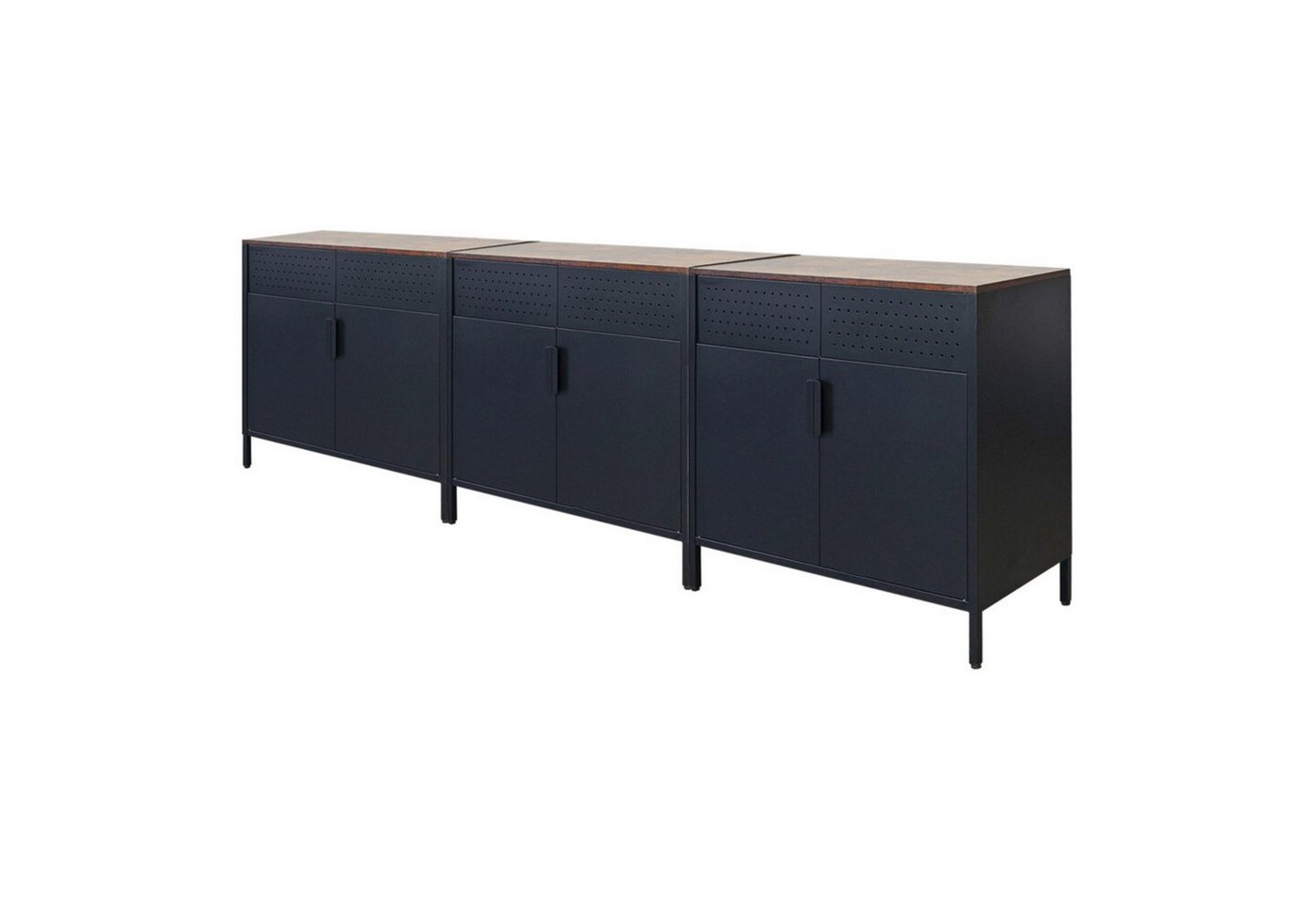 PROREGAL® Falttürenschrank Mega Deal 3x Flügeltürenschrank LION 76x80x40cm Vintagebraun/Schwarz von PROREGAL®