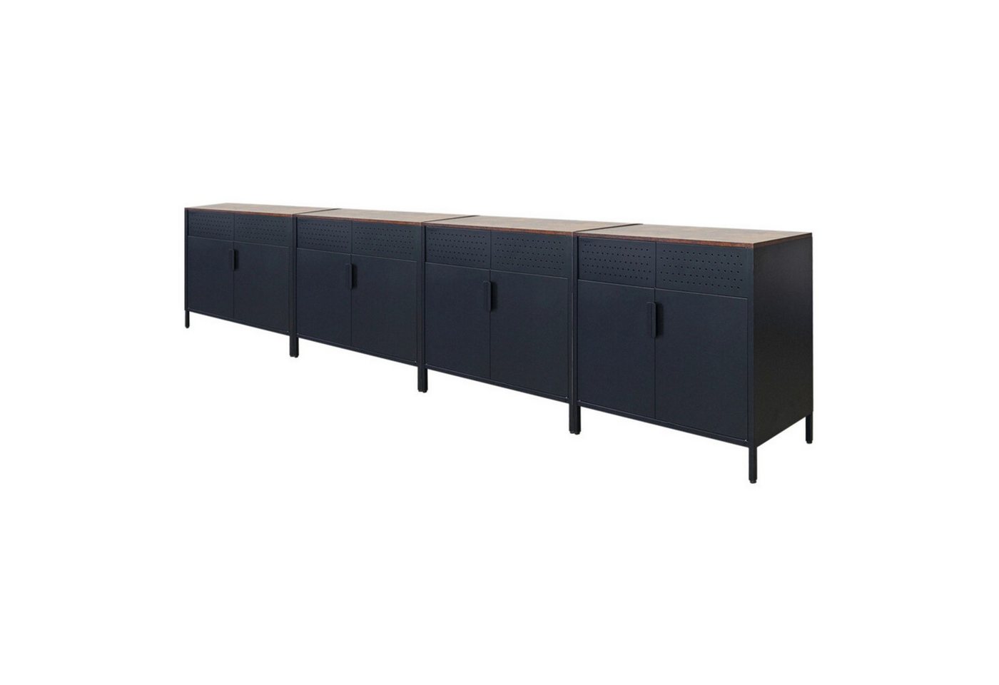PROREGAL® Falttürenschrank Mega Deal 4x Flügeltürenschrank LION 76x80x40cm Vintagebraun/Schwarz von PROREGAL®