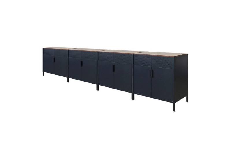 PROREGAL® Aktenschrank Mega Deal 4x Flügeltürenschrank LION 76x80x40cm Vintagebraun/Schwarz von PROREGAL®