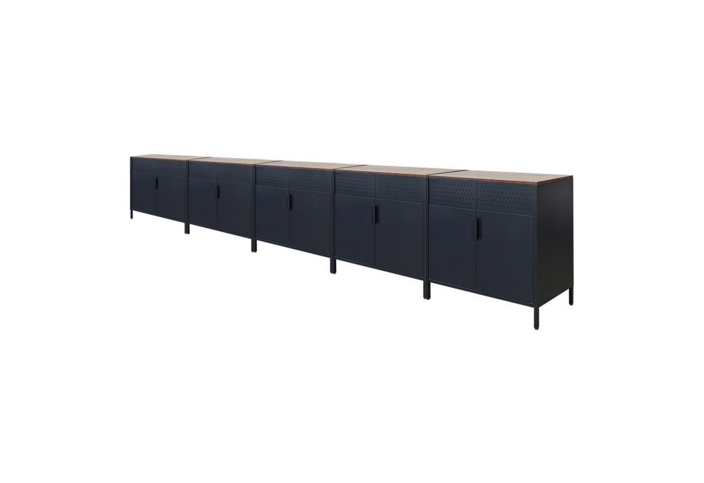 PROREGAL® Falttürenschrank Mega Deal 5x Flügeltürenschrank LION 76x80x40cm Vintagebraun/Schwarz von PROREGAL®