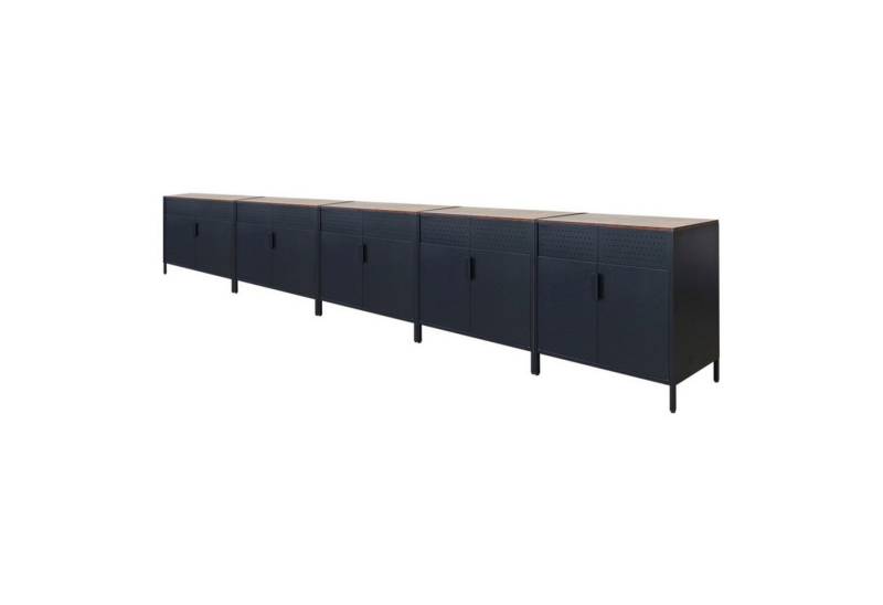 PROREGAL® Mehrzweckschrank Mega Deal 5x Flügeltürenschrank LION 76x80x40cm Vintagebraun/Schwarz von PROREGAL®