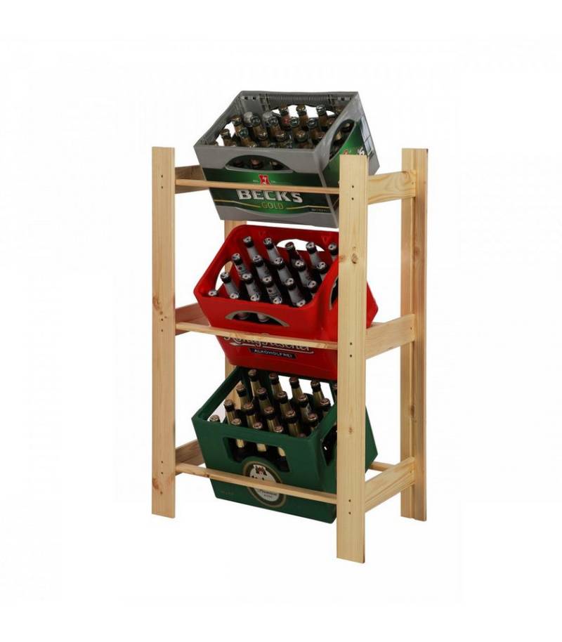 PROREGAL® Flaschenregal Getränkekistenregal PINEPEAK, HxBxT 108x70x38,8cm, für 3 Kisten, Braun von PROREGAL®