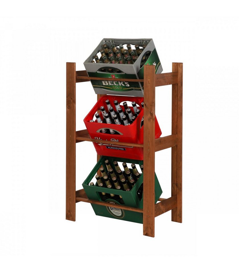 PROREGAL® Flaschenregal Getränkekistenregal PINEPEAK, HxBxT 108x70x38,8cm, für 3 Kisten, Braun von PROREGAL®