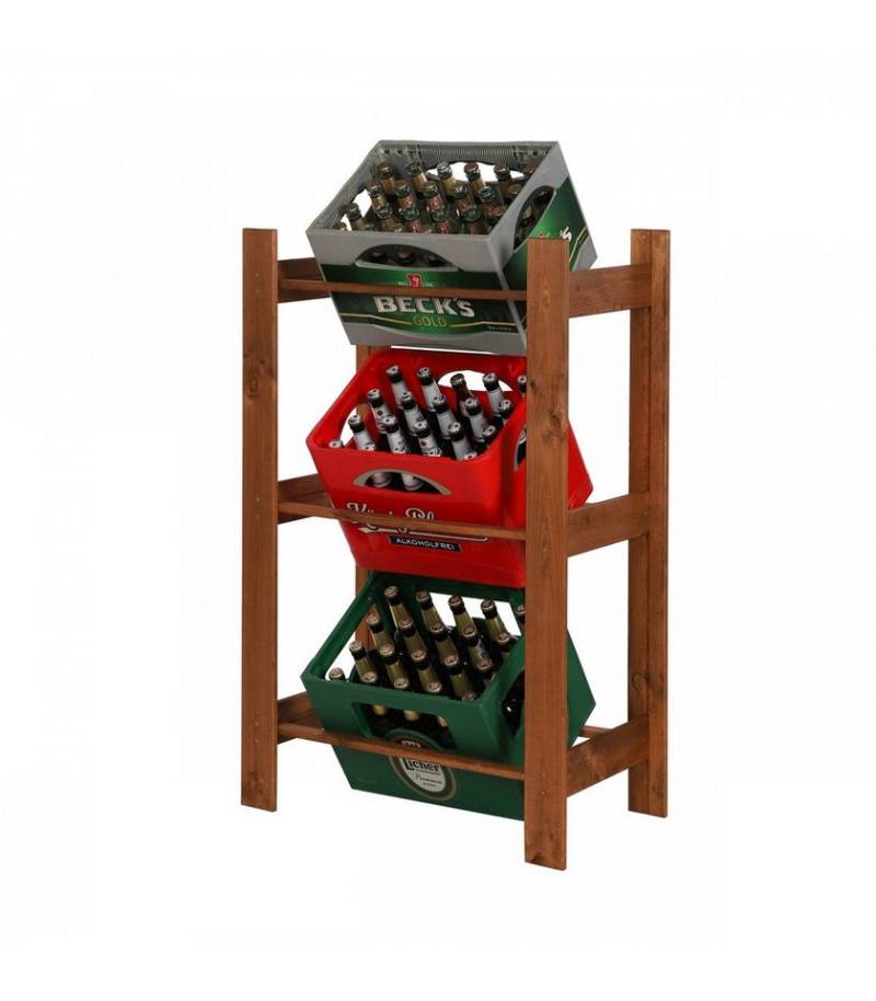 PROREGAL® Flaschenregal Getränkekistenregal PINEPEAK, HxBxT 108x70x38,8cm, für 3 Kisten, Braun von PROREGAL®