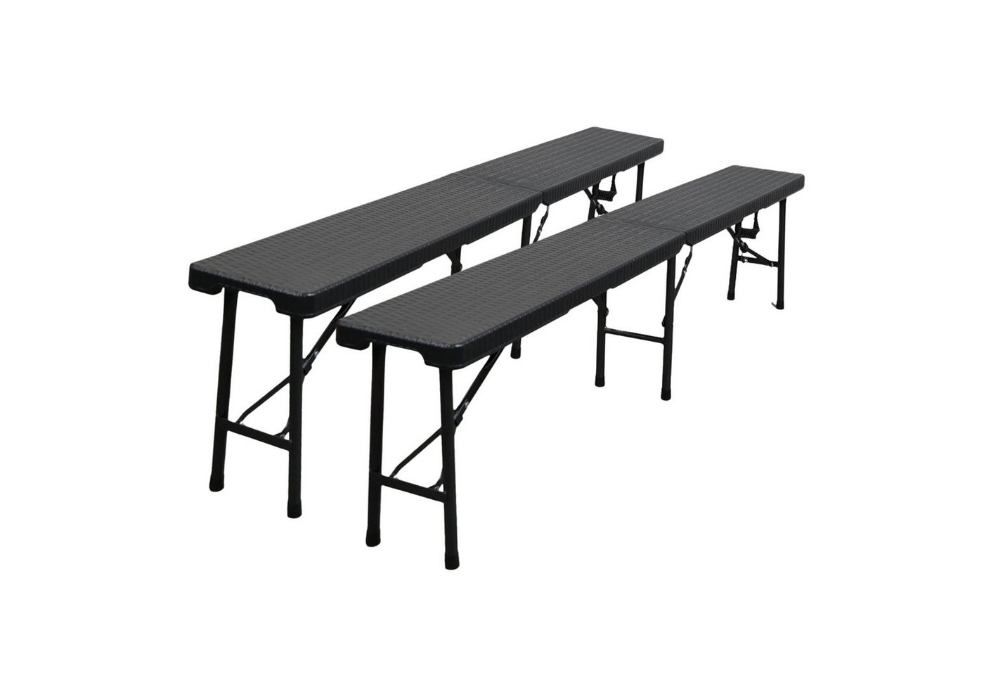 PROREGAL® Gartenbank 2er Set klappbar 180cm 8 Personen Rattan Optik Schwarz mit Tragegriff von PROREGAL®
