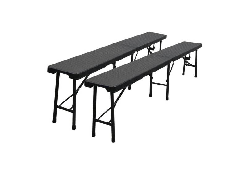 PROREGAL® Gartenbank 2er Set klappbar 180cm 8 Personen Rattan Optik Schwarz mit Tragegriff von PROREGAL®