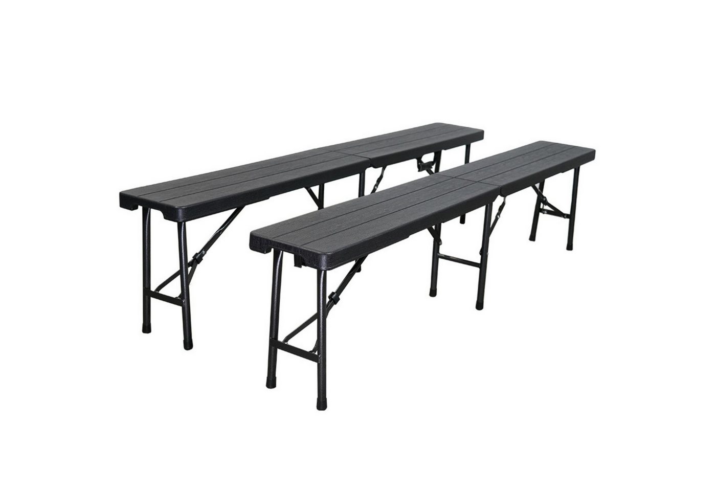 PROREGAL® Gartenbank 2er Set klappbar 180x25cm 8 Personen Holz Optik Schwarz mit Tragegriff von PROREGAL®