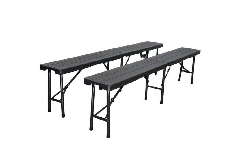 PROREGAL® Gartenbank 2er Set klappbar 180x25cm 8 Personen Holz Optik Schwarz mit Tragegriff von PROREGAL®