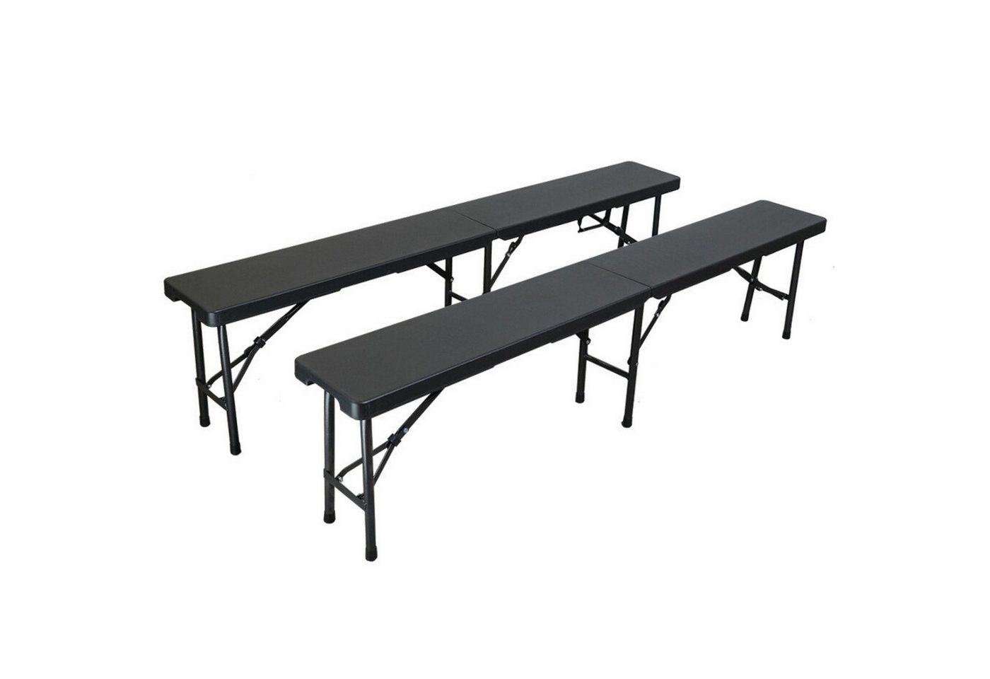 PROREGAL® Gartenbank 2er Set klappbar 180x25cm 8 Personen Schwarz mit Tragegriff von PROREGAL®