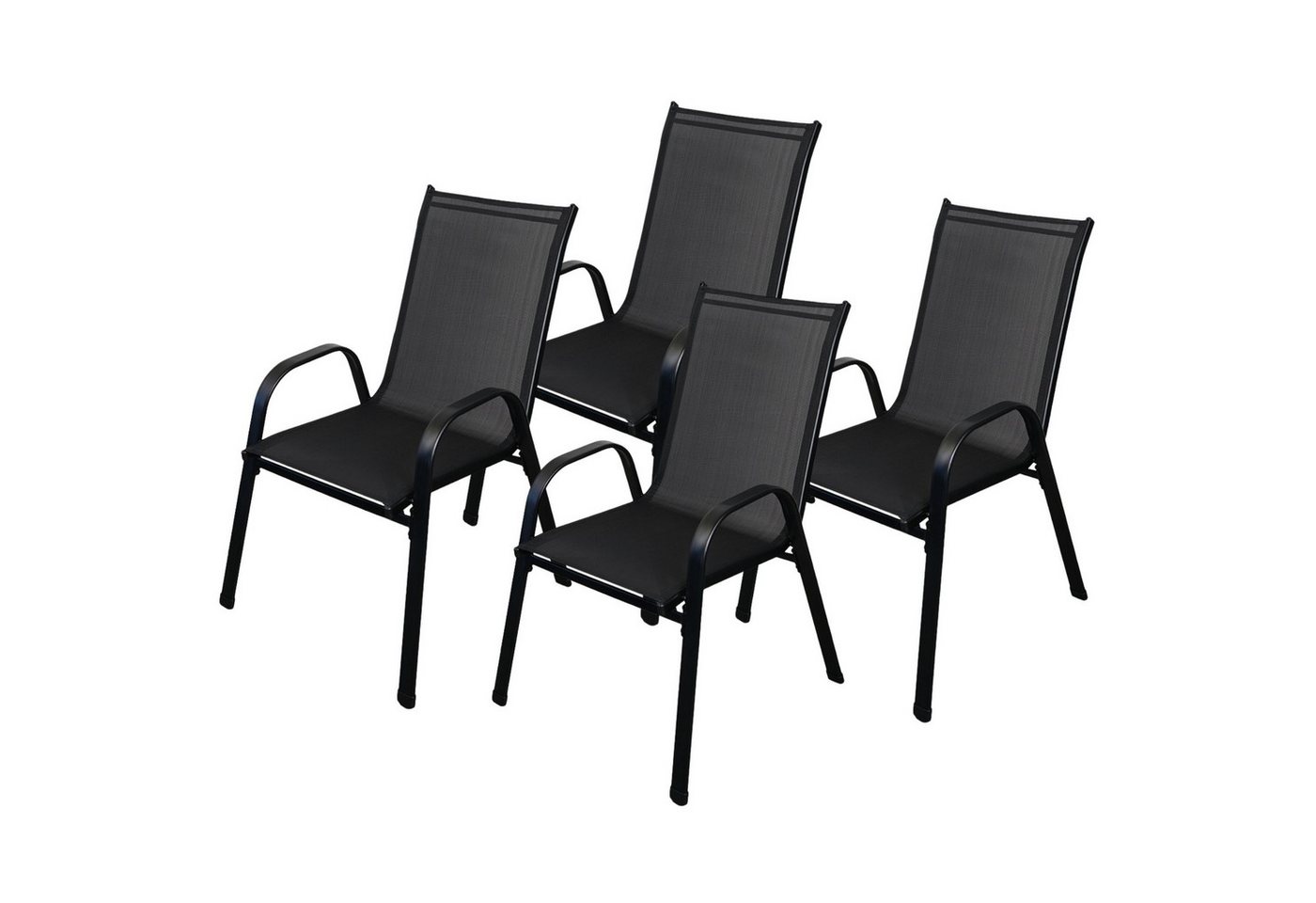 PROREGAL® Gartenstuhl 4er Set Stapelstuhl Sitzhöhe 43cm Stahl mit Pulverbeschichtung Schwarz von PROREGAL®