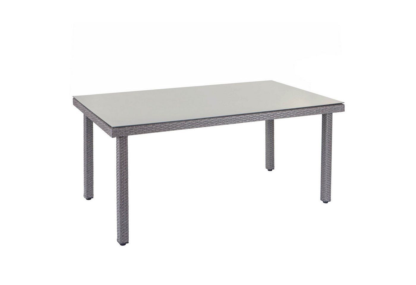 PROREGAL® Gartentisch Poly-Rattan Gartentisch Mattis XL 74,5x160x90cm Grau mit Glasplatte von PROREGAL®