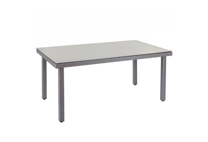 PROREGAL® Gartentisch Poly-Rattan Gartentisch Mattis XL 74,5x160x90cm Grau mit Glasplatte von PROREGAL®