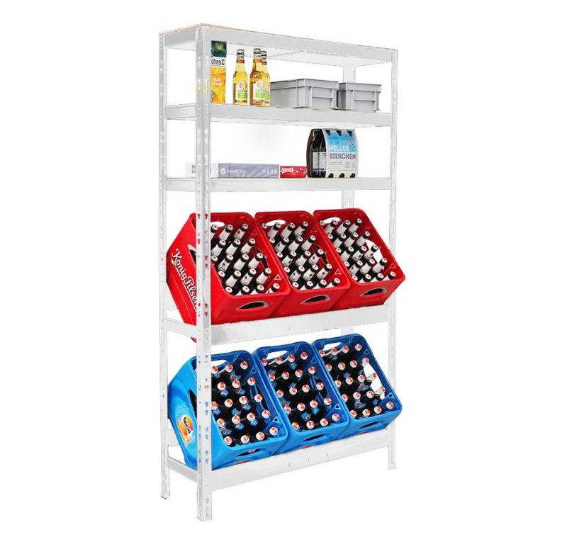 PROREGAL® Flaschenregal Getränkekistenregal BODENSEE für 6 Kästen + 3 Ablagen Kastenregal, HxBxT 180x100x30cm Extrem stabil Made in EU erhältlich in zwei Farben von PROREGAL®