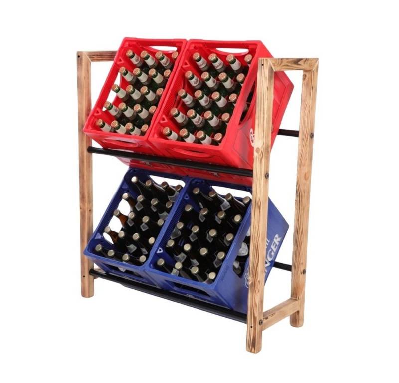 PROREGAL® Küchenregal Getränkekistenregal HUNSRÜCK 95x82x32cm 4 Kisten auf 2 Ebenen Holz von PROREGAL®