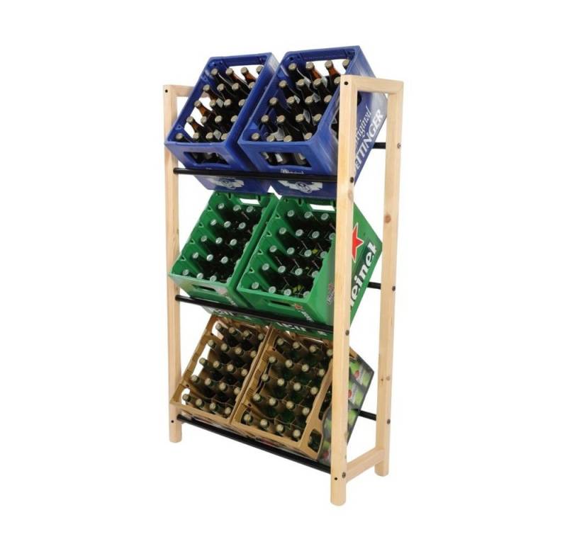 PROREGAL® Küchenregal Getränkekistenregal HUNSRÜCK 138x82x32cm 6 Kisten auf 3 Ebenen Holz von PROREGAL®