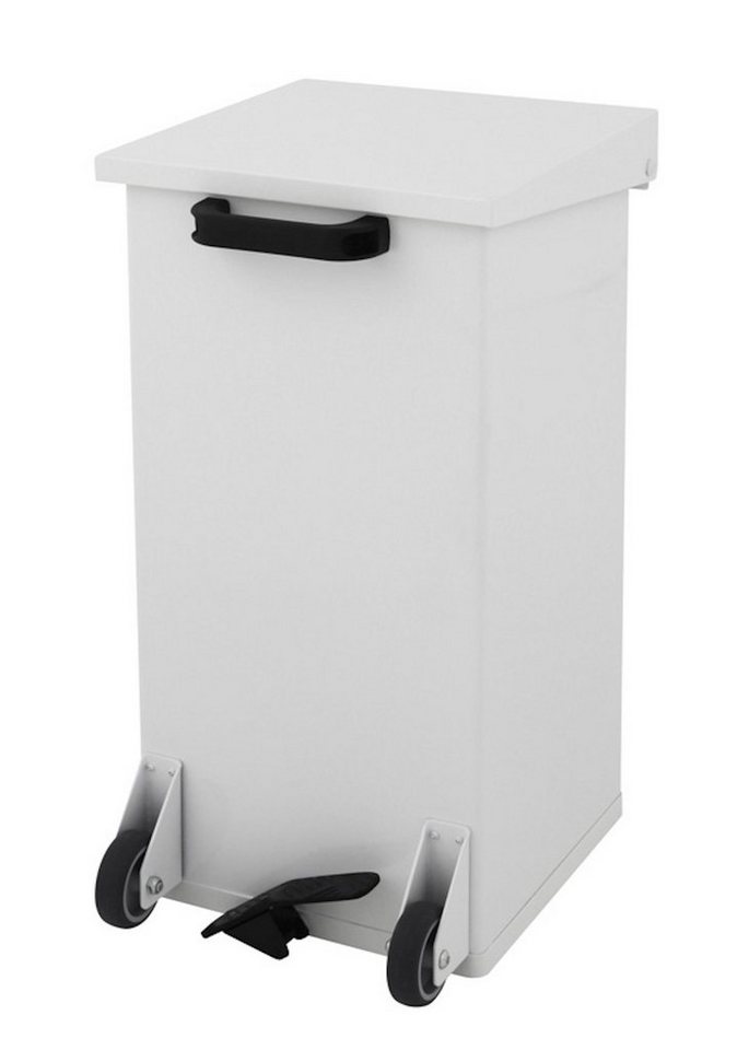 PROREGAL® Mülleimer Eckiger feuerfester Abfallbehälter Haiti, Softclose Deckel, 55L, Weiß von PROREGAL®