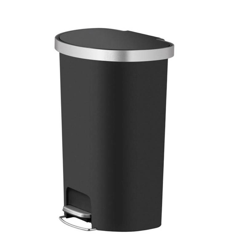PROREGAL® Mülleimer Halbrunder Funktionale Treteimer mit Soft-Close-Deckel, 55L, Schwarz von PROREGAL®