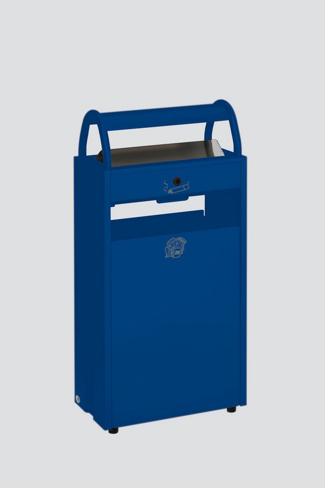 PROREGAL® Mülleimer Kombiascher Schloss und Blenden 60L 98x48,5x26,5cm Stahl Blau von PROREGAL®