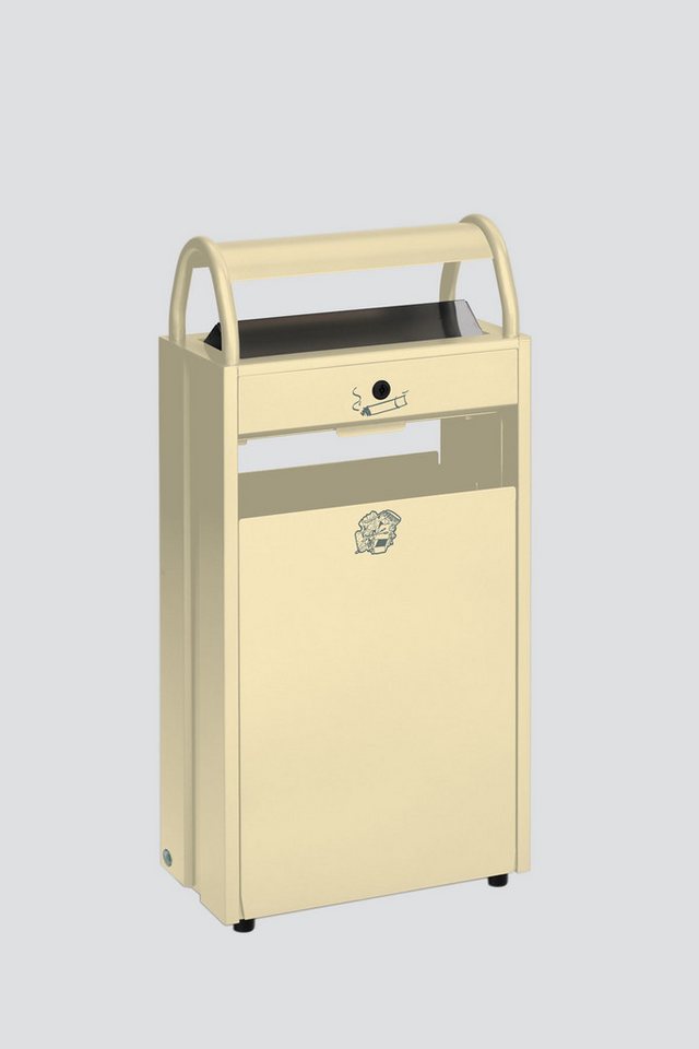 PROREGAL® Mülleimer Kombiascher Schloss und Blenden 60L 98x48,5x26,5cm Stahl Elfenbein von PROREGAL®