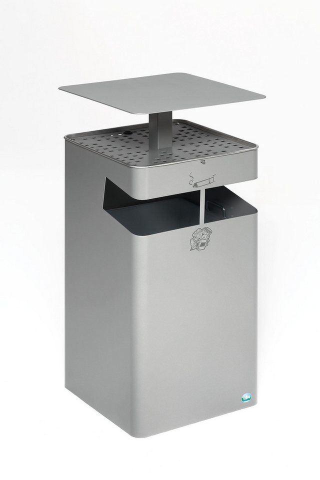 PROREGAL® Mülleimer Kombiascher Schutzdach und Sieb 72L 92x45x45cm Silber von PROREGAL®