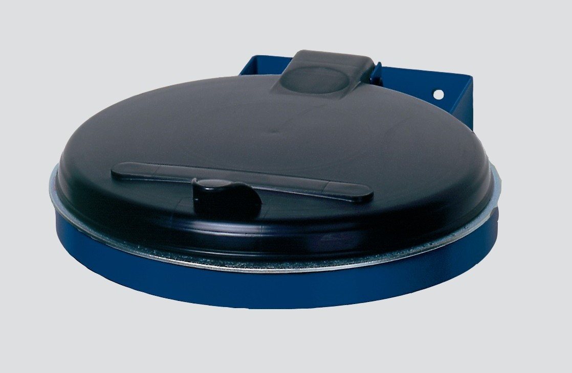 PROREGAL® Mülleimer Kunststoff-Deckel Wandhalterung 50x48 Stahl Blau-Schwarz von PROREGAL®
