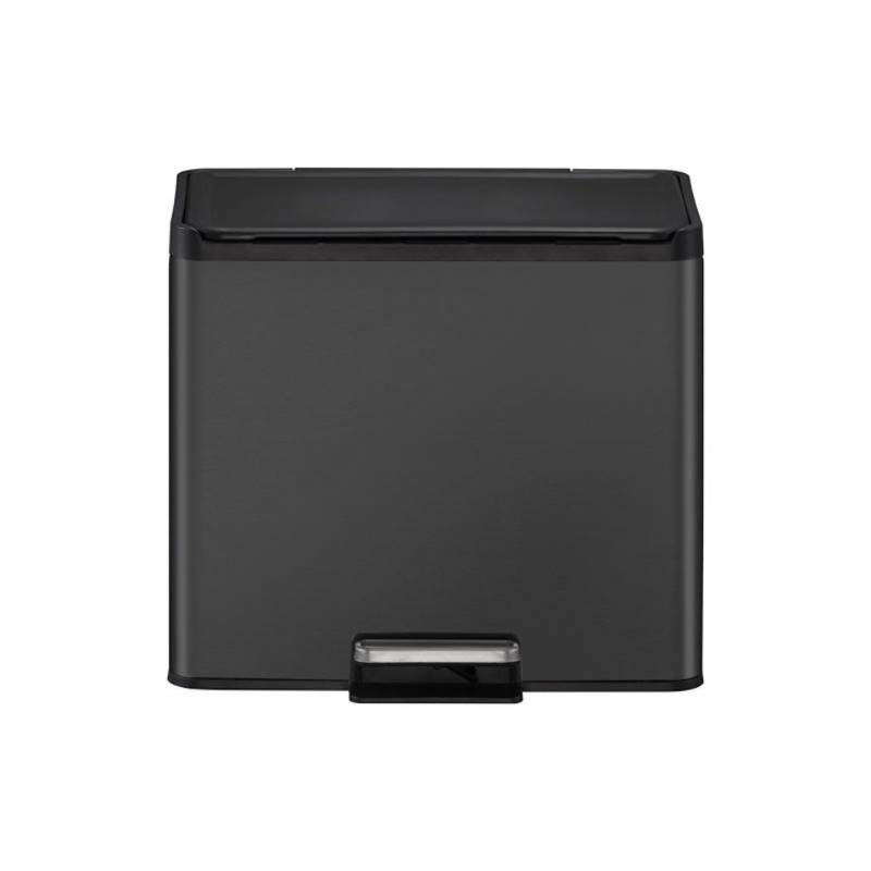 PROREGAL® Mülleimer Rechteckiger Treteimer, Soft-Close & Stay-Open Deckel, 9+9+9L, Silber von PROREGAL®