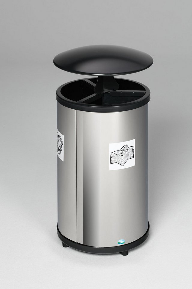PROREGAL® Mülleimer Robuste Wertstoffsammelstation Dach 30L 89x42x42cm Edelstahl Silber von PROREGAL®