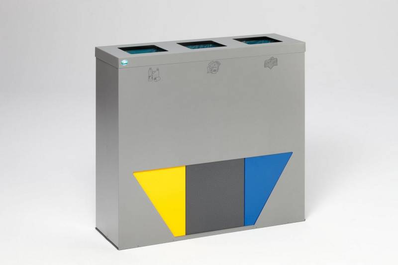 PROREGAL® Mülleimer Robuste Wertstoffsammlstation 89L je Behälter, 93,3x102,7x33cm Silber von PROREGAL®