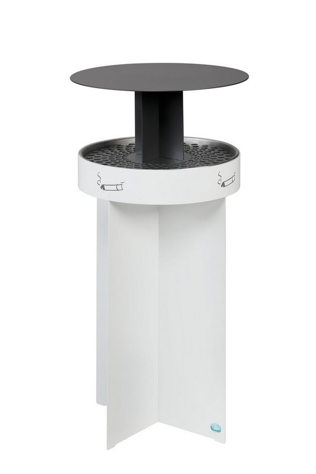PROREGAL® Mülleimer Robuster Ascher Schutzdach 75x44x44cm Weiß von PROREGAL®