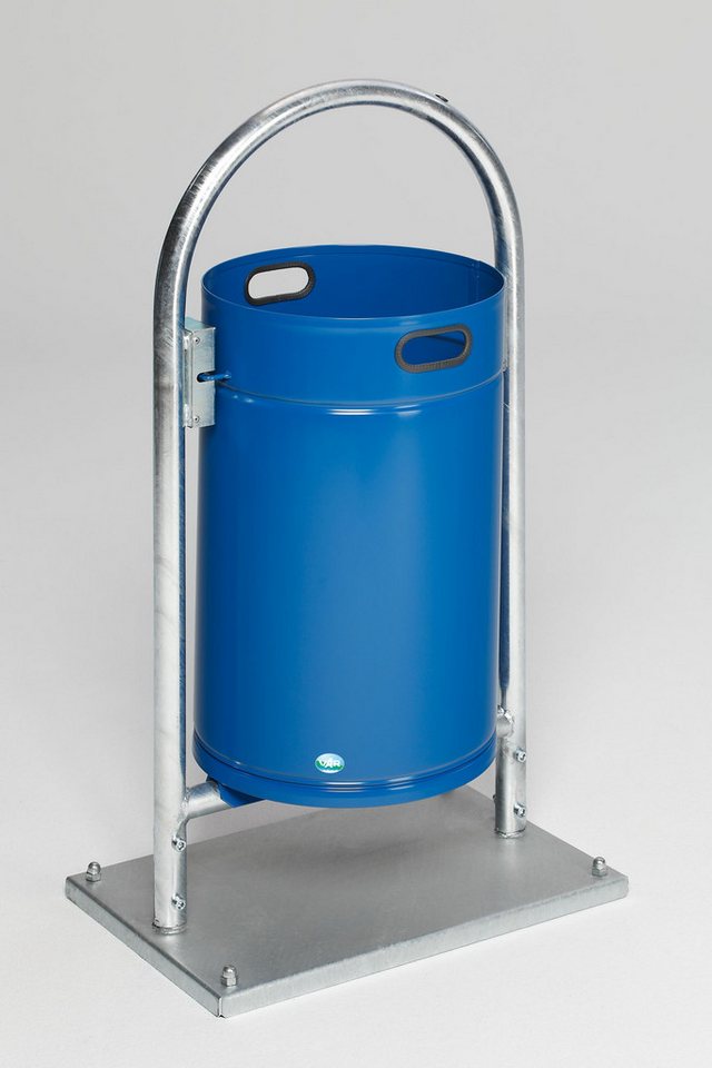 PROREGAL® Mülleimer Robuster Rohrbogenständer für Abfälle Bodenplatte 60L 110x60x40cm Blau von PROREGAL®