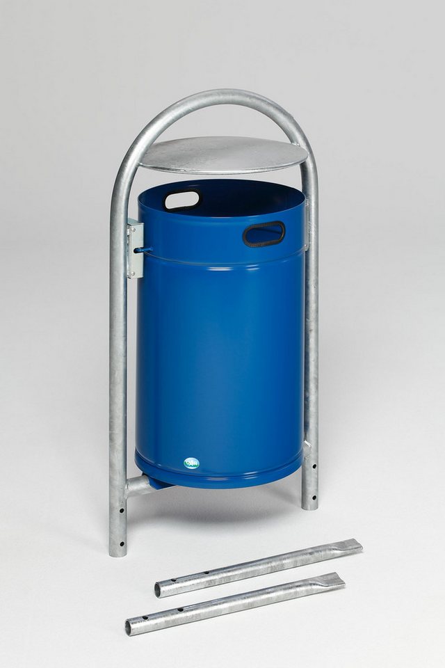 PROREGAL® Mülleimer Rohrbogenständer für Abfälle Dach zum Einbetonieren 60L 145x60x40 Blau von PROREGAL®