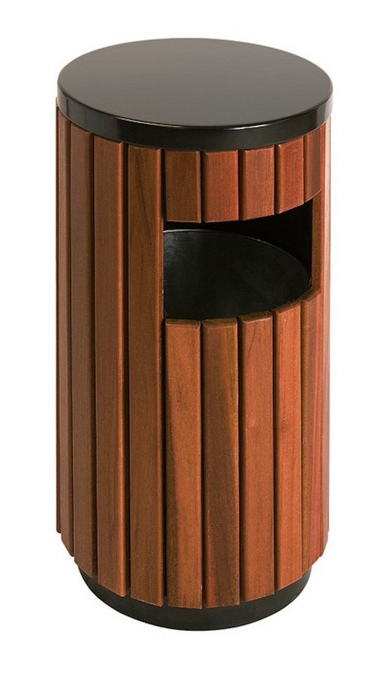 PROREGAL® Mülleimer Runder Abfallbehälter in Holzoptik, Außenberreich, 33L, Holzoptik von PROREGAL®