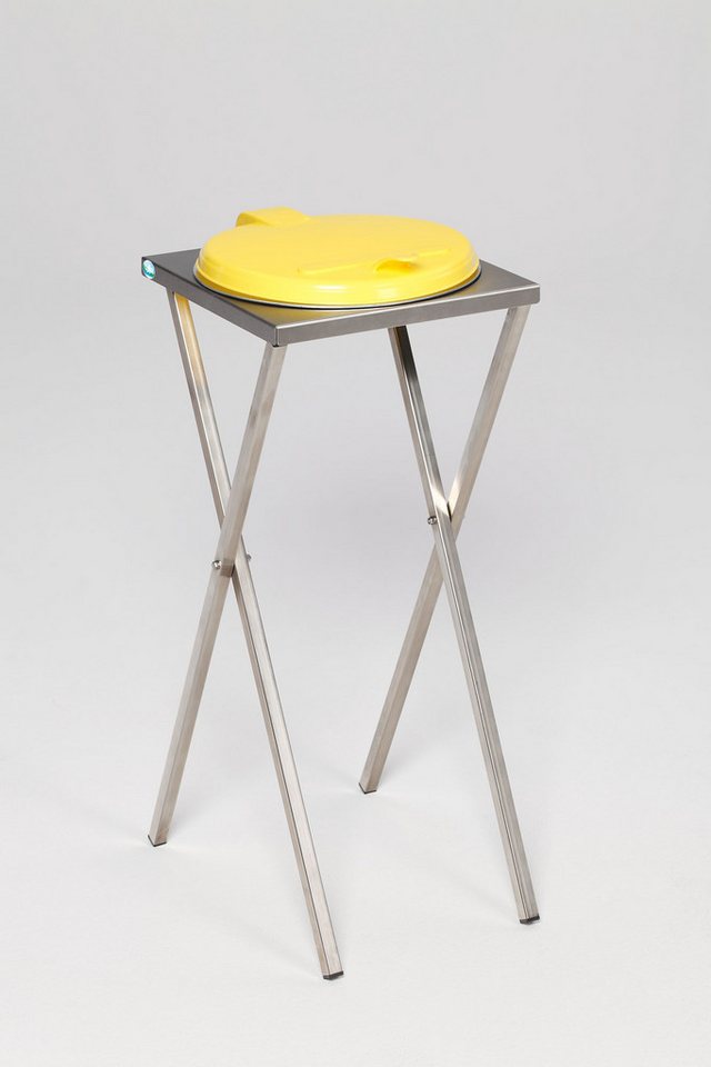 PROREGAL® Mülleimer Scherenständer für 120L Sack 90x40x45 Edelstahl Gelber Deckel von PROREGAL®