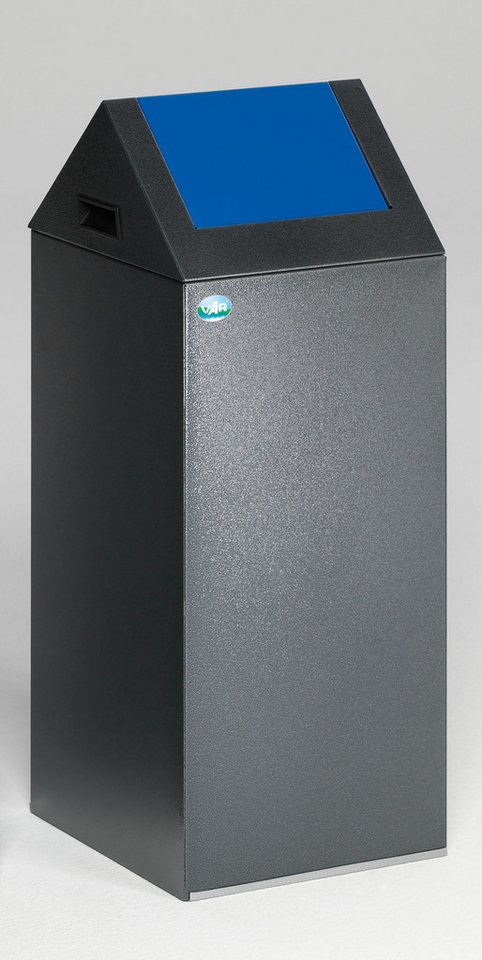 PROREGAL® Mülleimer Selbstlöschender Wertstoffsammler 60L 80x32x32cm Grau-Blau von PROREGAL®