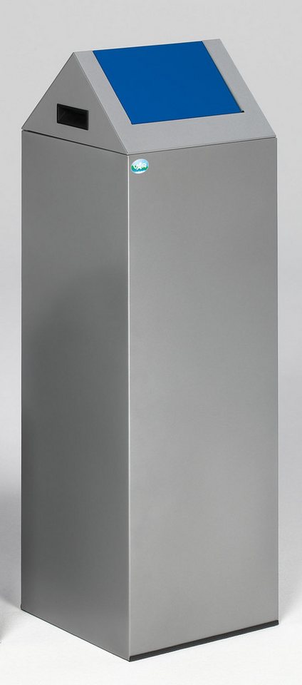 PROREGAL® Mülleimer Selbstlöschender Wertstoffsammler 89L 104,5x32x32cm Silber-Blau von PROREGAL®