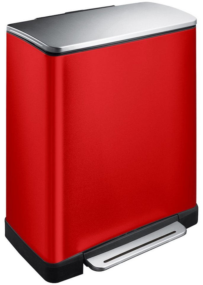 PROREGAL® Mülleimer Stilvoller Treteimer mit extra breitem Pedal, 28+18L, Rot von PROREGAL®