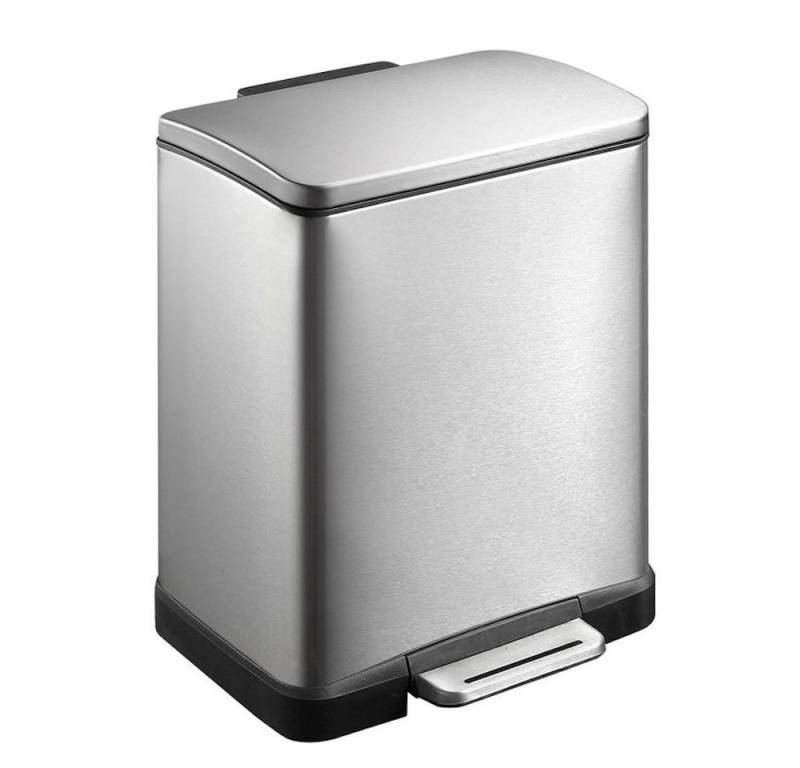 PROREGAL® Mülleimer Treteimer, 10+9 Liter, HxBxT 44,6x36,6x31,9cm, Matt Edelstahl von PROREGAL®