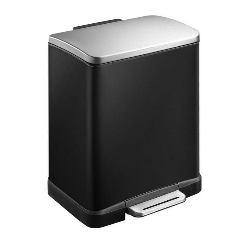 PROREGAL® Mülleimer Treteimer, 10+9 Liter, HxBxT 44,6x36,6x31,9cm, Schwarz von PROREGAL®