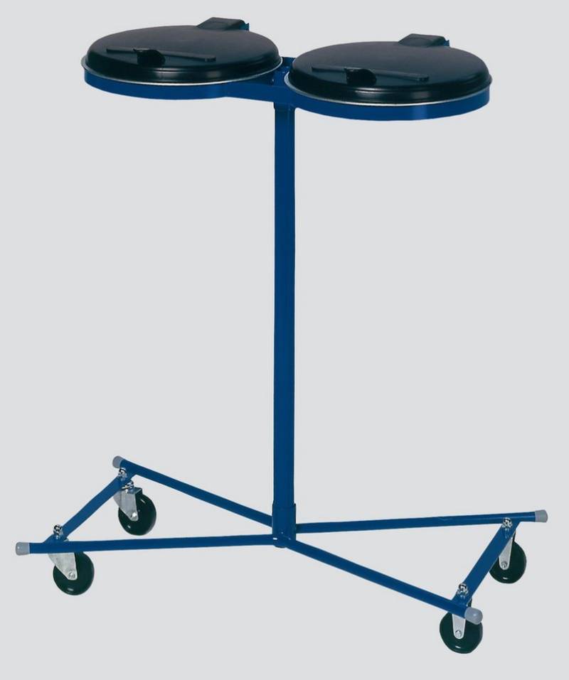 PROREGAL® Müllsackständer Kunststoff-Deckel Fahrbar 2x 120L 102x86x48cm Stahl Blau-Schwarz von PROREGAL®