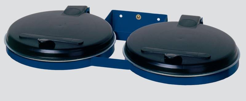 PROREGAL® Müllsackständer Kunststoff-Deckel Wandhalterung 2x 120L BxT 80x53cm Stahl Blau-Schwarz von PROREGAL®