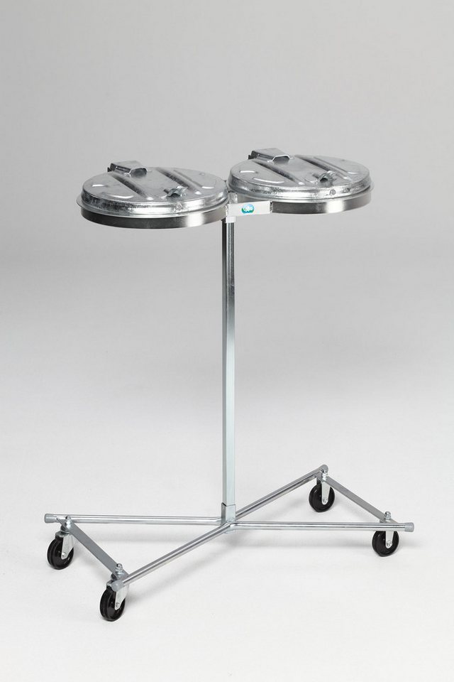 PROREGAL® Müllsackständer Metall-Deckel Fahrbar 2x 120L 102x86x48cm Stahl Verzinkt-Verzinkt von PROREGAL®