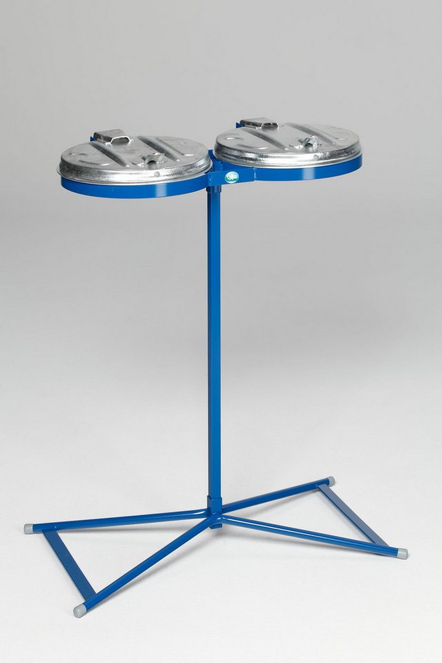 PROREGAL® Müllsackständer Metall-Deckel Stationär 2x 120L 98x85x48cm Stahl Blau-Verzinkt von PROREGAL®