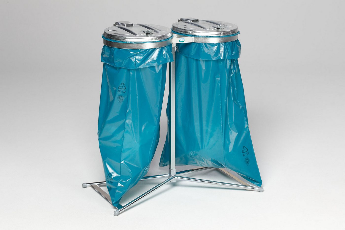 PROREGAL® Müllsackständer Metall-Deckel Stationär 2x 120L 98x85x48cm Stahl Verzinkt-Verzinkt von PROREGAL®