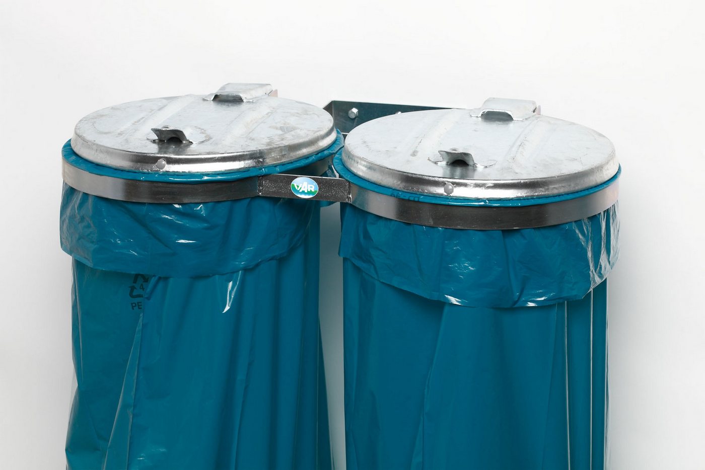 PROREGAL® Müllsackständer Metall-Deckel Wandhalterung 2x 120L 80x53 Stahl Verzinkt-Verzinkt von PROREGAL®
