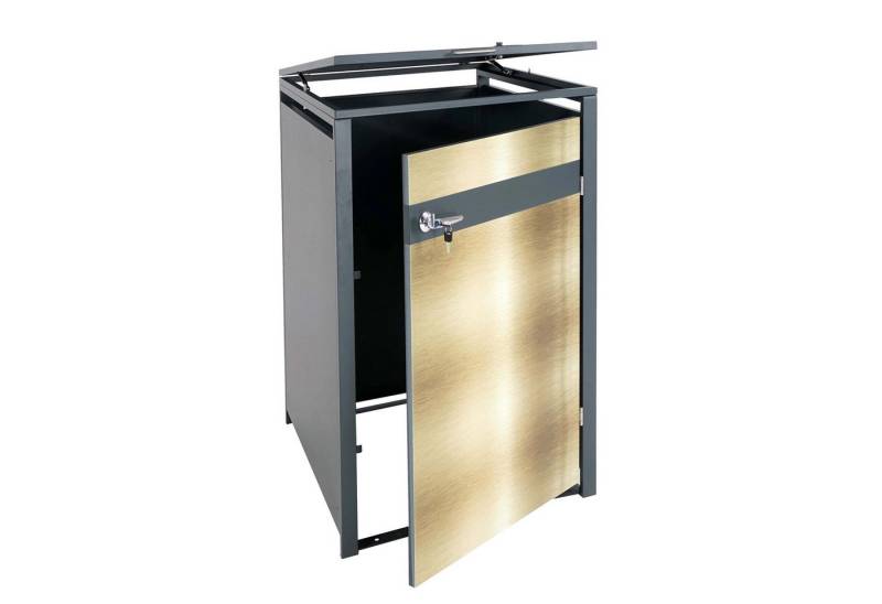 PROREGAL® Mülltonnenbox 1er Mülltonnenverkleidung 117x68x80cm Anthrazit Gold Mülltonnenbox von PROREGAL®