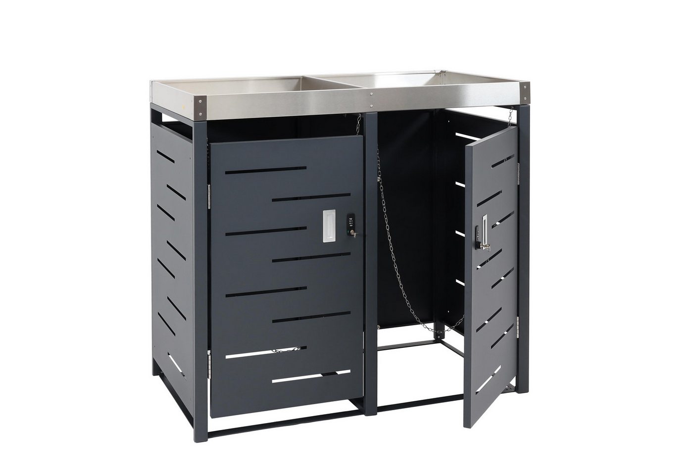 PROREGAL® Mülltonnenbox 2er-Mülltonnenverkleidung 110x115x62cm 80-240L Pflanzkasten Edelstahl von PROREGAL®