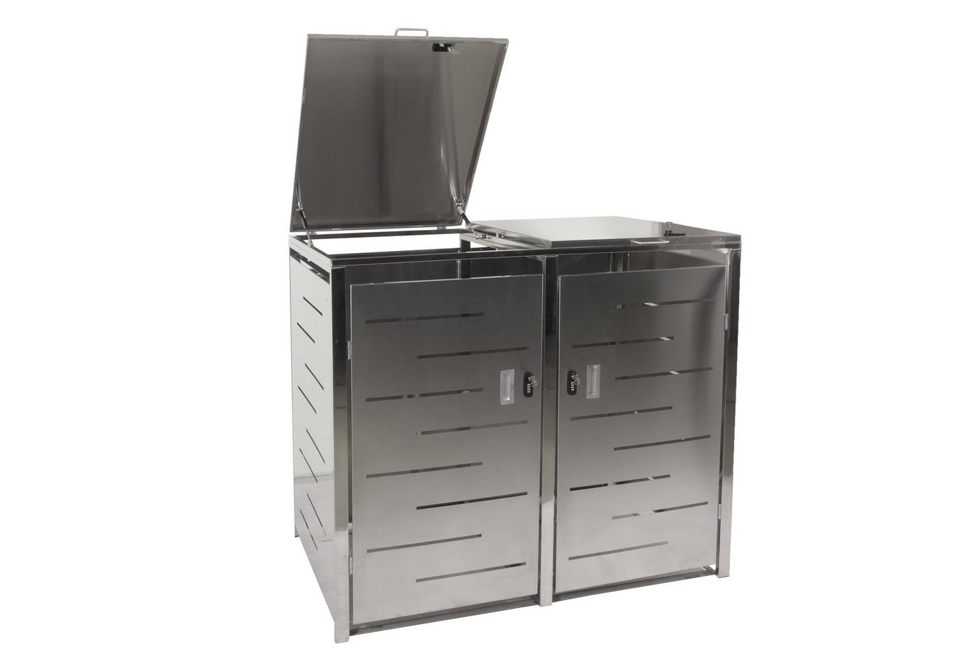 PROREGAL® Mülltonnenbox 2er-Mülltonnenverkleidung 116,5x131x80cm erweiterbar, Edelstahl 48kg von PROREGAL®