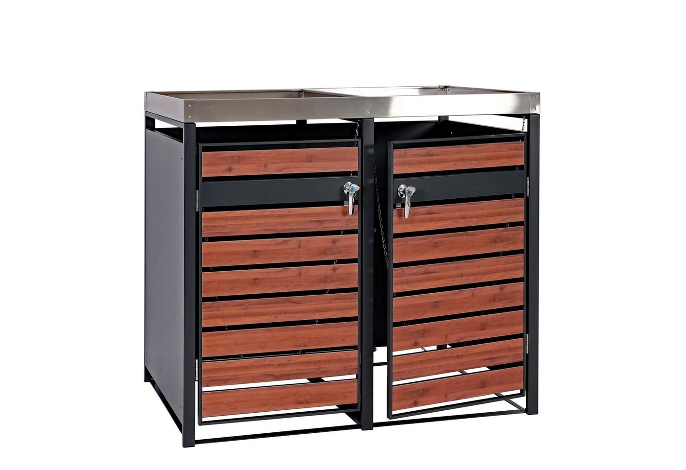 PROREGAL® Mülltonnenbox 2er Mülltonnenverkleidung mit Pflanzkasten 125x132x80cm Holzoptik von PROREGAL®
