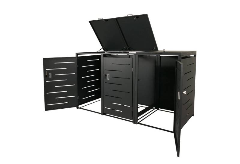PROREGAL® Mülltonnenbox 3er-Mülltonnenverkleidung 116,5x197x80cm erweiterbar, Anthrazit von PROREGAL®