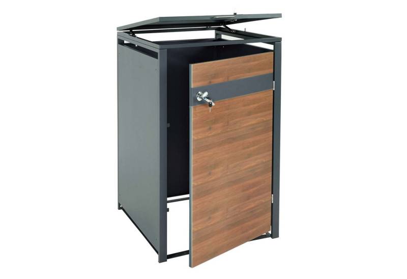 PROREGAL® Mülltonnenbox XL 1er/2er-Mülltonnenverkleidung 117x72x98cm Holzoptik Dunkelbraun von PROREGAL®